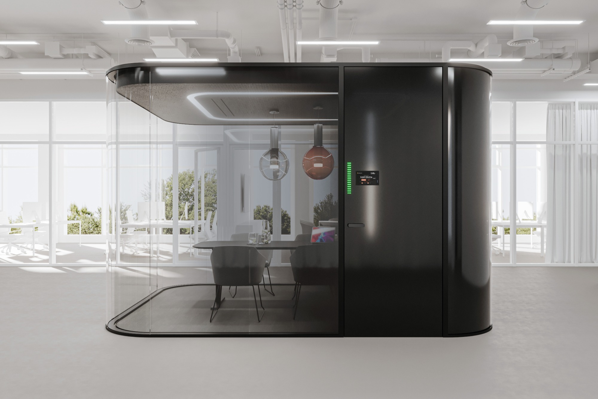LIKO-S OASIS modular meeting room with digital blinds.